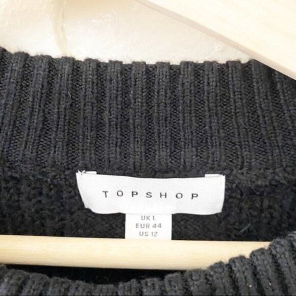 TOPSHOP black ribbed crew neck sweater sz 12 NWT - Picture 3 of 7